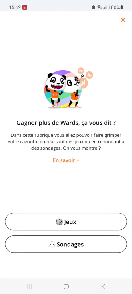 Screenshot WeWard qui montre des activités supplémentaires à faire sur l'application pour gagner plus.